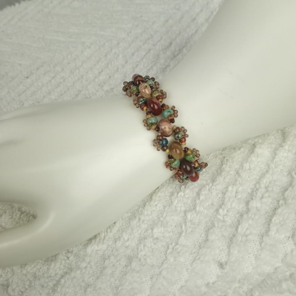 HANDMADE  Rustic Boho Style Red Jasper Stone Bracelet - Picture 5 of 7